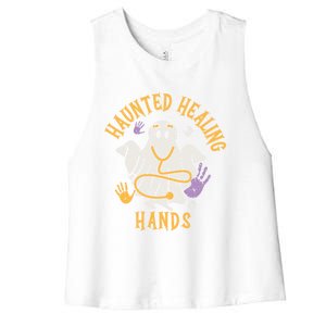 Halloween Costume Haunted Healing Hands Nurse Ghost Scrub Gift Women's Racerback Cropped Tank