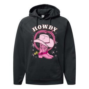 Howdy Cowboy Hat Boots Country Western Rodeo Performance Fleece Hoodie