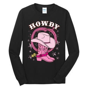 Howdy Cowboy Hat Boots Country Western Rodeo Tall Long Sleeve T-Shirt