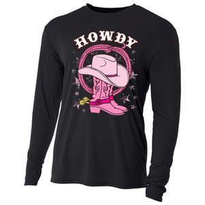 Howdy Cowboy Hat Boots Country Western Rodeo Cooling Performance Long Sleeve Crew