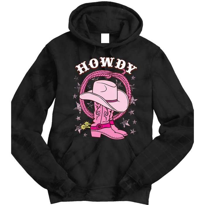 Howdy Cowboy Hat Boots Country Western Rodeo Tie Dye Hoodie