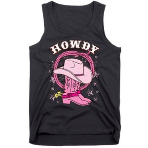 Howdy Cowboy Hat Boots Country Western Rodeo Tank Top