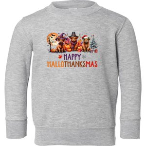 Highland Cow Halloween Christmas Thanksgiving Hallothanksmas Toddler Sweatshirt