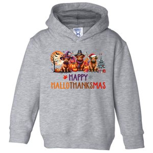 Highland Cow Halloween Christmas Thanksgiving Hallothanksmas Toddler Hoodie