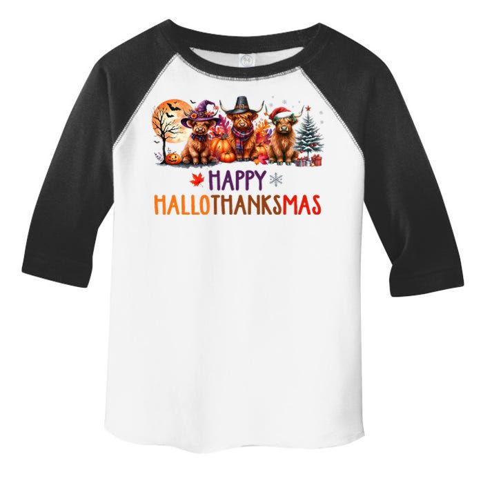 Highland Cow Halloween Christmas Thanksgiving Hallothanksmas Toddler Fine Jersey T-Shirt