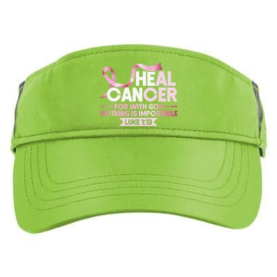 He Can Heal Cancer Christian Ribbon Breast Cancer Awareness Adult Drive Performance Visor