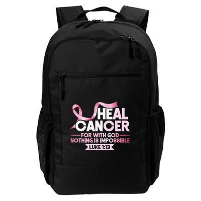 He Can Heal Cancer Christian Ribbon Breast Cancer Awareness Backpack