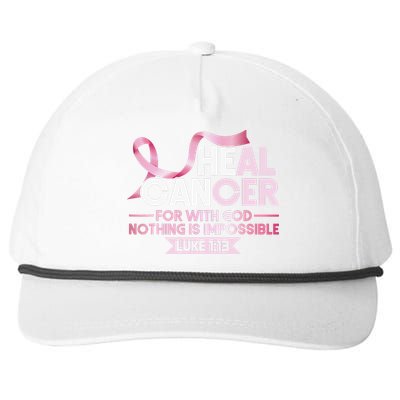 He Can Heal Cancer Christian Ribbon Breast Cancer Awareness Snapback Five-Panel Rope Hat