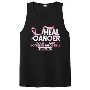 He Can Heal Cancer Christian Ribbon Breast Cancer Awareness PosiCharge Competitor Tank