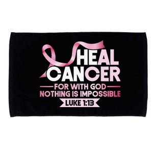 He Can Heal Cancer Christian Ribbon Breast Cancer Awareness Microfiber Hand Towel