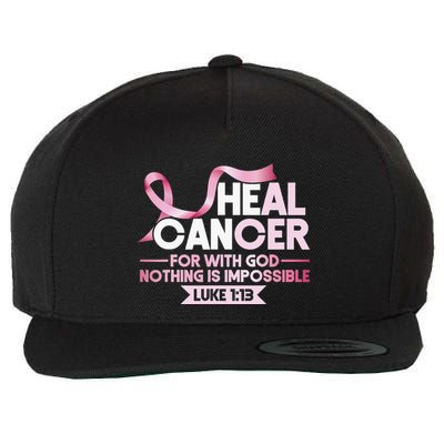He Can Heal Cancer Christian Ribbon Breast Cancer Awareness Wool Snapback Cap