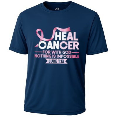 He Can Heal Cancer Christian Ribbon Breast Cancer Awareness Performance Shirt