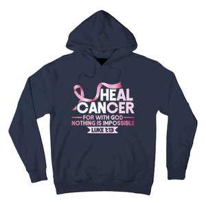 He Can Heal Cancer Christian Ribbon Breast Cancer Awareness Hoodie