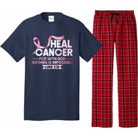 He Can Heal Cancer Christian Ribbon Breast Cancer Awareness Pajama Set