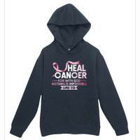 He Can Heal Cancer Christian Ribbon Breast Cancer Awareness Urban Pullover Hoodie