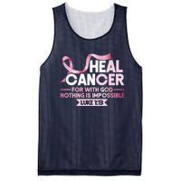 He Can Heal Cancer Christian Ribbon Breast Cancer Awareness Mesh Reversible Basketball Jersey Tank