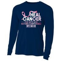 He Can Heal Cancer Christian Ribbon Breast Cancer Awareness Cooling Performance Long Sleeve Crew