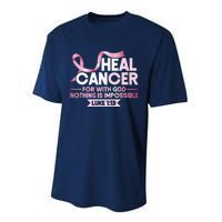 He Can Heal Cancer Christian Ribbon Breast Cancer Awareness Performance Sprint T-Shirt