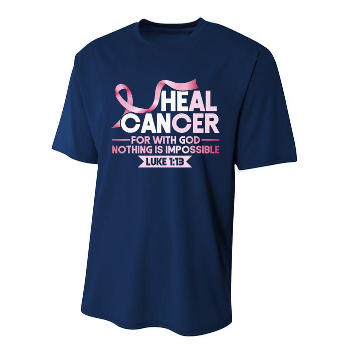 He Can Heal Cancer Christian Ribbon Breast Cancer Awareness Performance Sprint T-Shirt