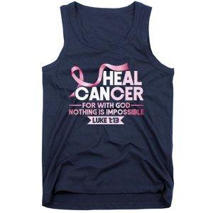 He Can Heal Cancer Christian Ribbon Breast Cancer Awareness Tank Top