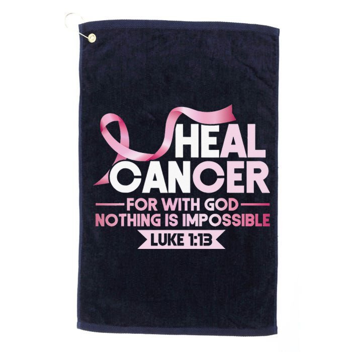 He Can Heal Cancer Christian Ribbon Breast Cancer Awareness Platinum Collection Golf Towel