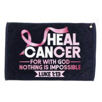 He Can Heal Cancer Christian Ribbon Breast Cancer Awareness Grommeted Golf Towel