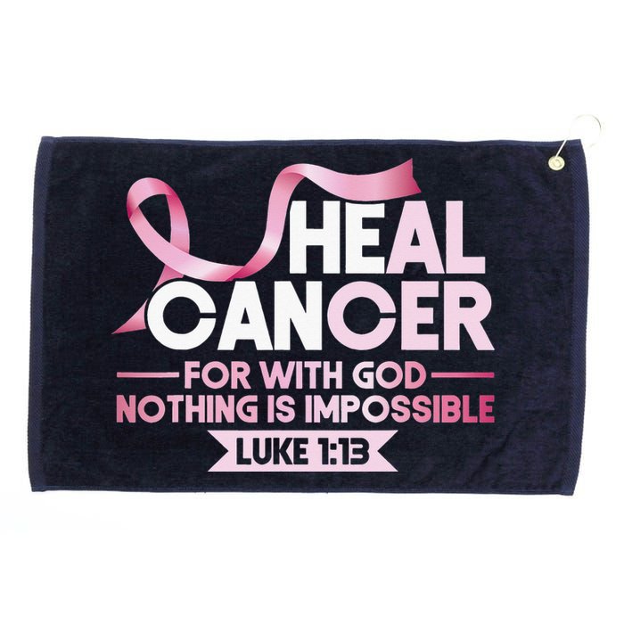 He Can Heal Cancer Christian Ribbon Breast Cancer Awareness Grommeted Golf Towel