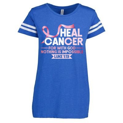 He Can Heal Cancer Christian Ribbon Breast Cancer Awareness Enza Ladies Jersey Football T-Shirt