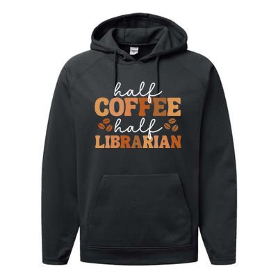 Half Coffee Half Teacher Inspirational Quotes for Teachers Performance Fleece Hoodie