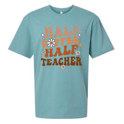 Half Coffee Half Teacher Inspirational Quotes For Teachers Sueded Cloud Jersey T-Shirt