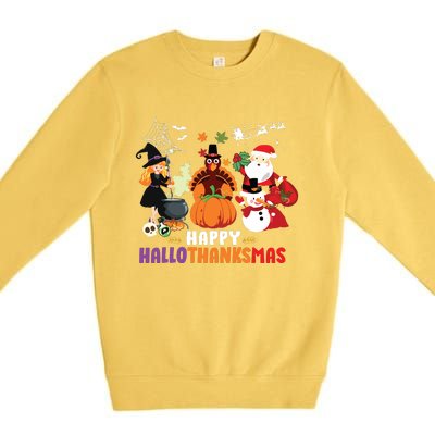 Halloween Christmas Happy Hallothanksmas Thanksgiving Premium Crewneck Sweatshirt