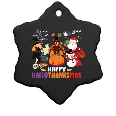 Halloween Christmas Happy Hallothanksmas Thanksgiving Ceramic Star Ornament