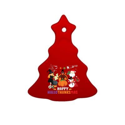 Halloween Christmas Happy Hallothanksmas Thanksgiving Ceramic Tree Ornament