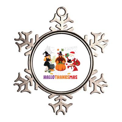 Halloween Christmas Happy Hallothanksmas Thanksgiving Metallic Star Ornament