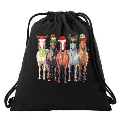 Horses Christmas Drawstring Bag