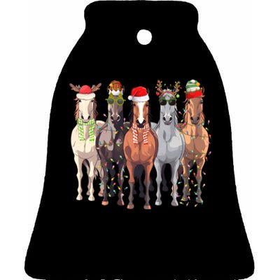 Horses Christmas Ceramic Bell Ornament