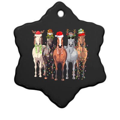 Horses Christmas Ceramic Star Ornament