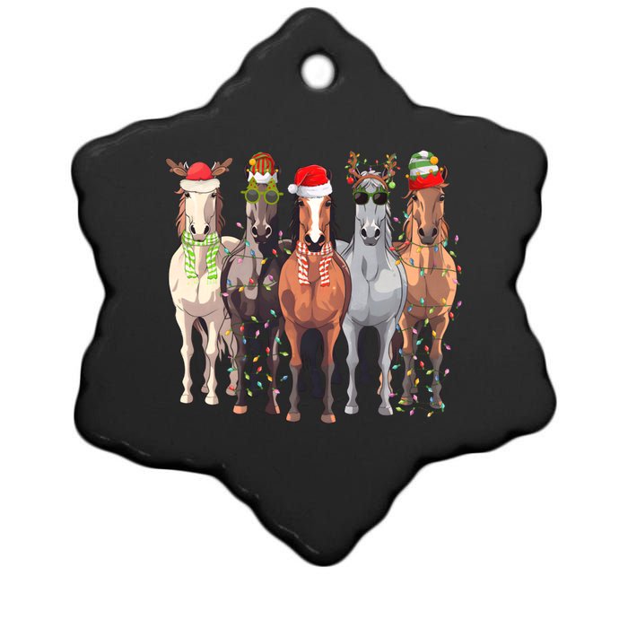 Horses Christmas Ceramic Star Ornament