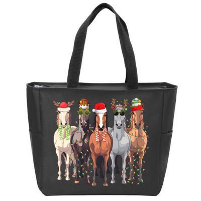 Horses Christmas Zip Tote Bag