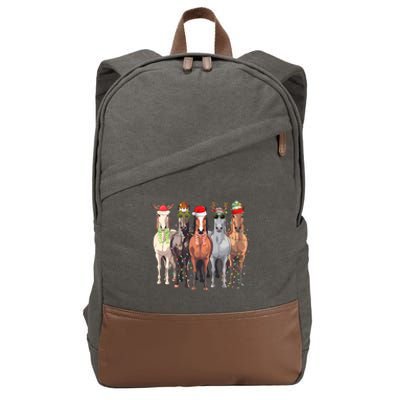 Horses Christmas Cotton Canvas Backpack