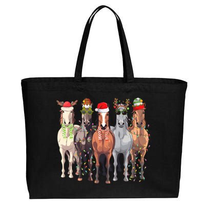 Horses Christmas Cotton Canvas Jumbo Tote