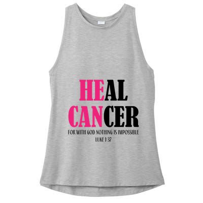 He Can Heal Cancer Ladies PosiCharge Tri-Blend Wicking Tank