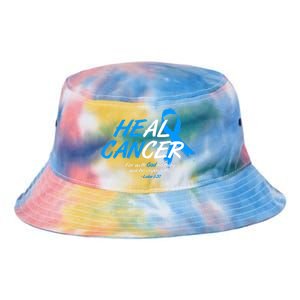 He Can Heal Cancer Colon Cancer Awareness Blue Ribbon Tie Dye Newport Bucket Hat