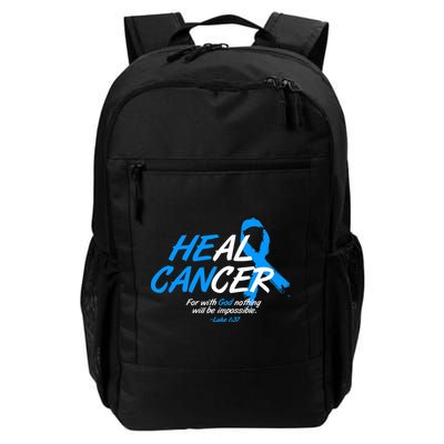 He Can Heal Cancer Colon Cancer Awareness Blue Ribbon Backpack