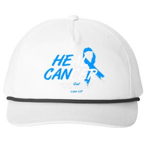 He Can Heal Cancer Colon Cancer Awareness Blue Ribbon Snapback Five-Panel Rope Hat