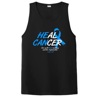 He Can Heal Cancer Colon Cancer Awareness Blue Ribbon PosiCharge Competitor Tank