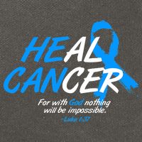 He Can Heal Cancer Colon Cancer Awareness Blue Ribbon Cotton Canvas Backpack