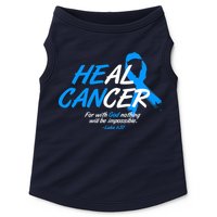 He Can Heal Cancer Colon Cancer Awareness Blue Ribbon Doggie Tank