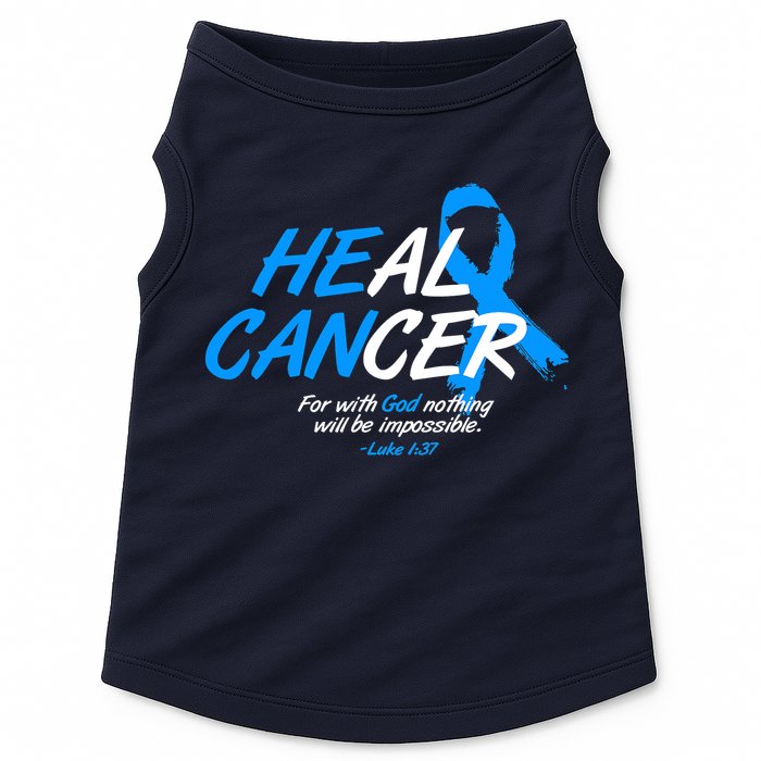 He Can Heal Cancer Colon Cancer Awareness Blue Ribbon Doggie Tank