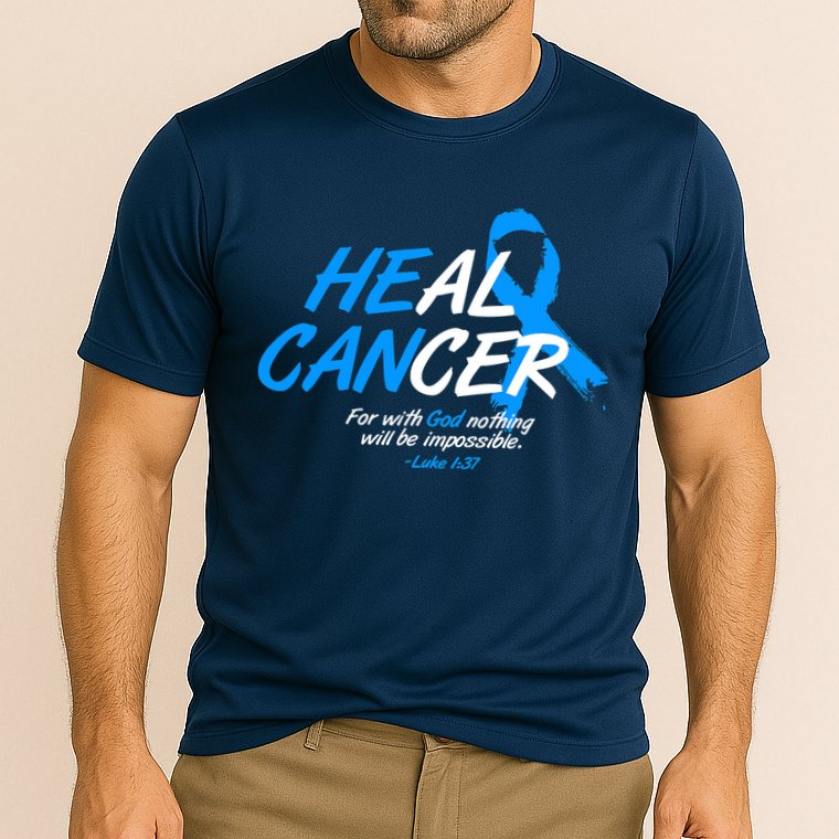 He Can Heal Cancer Colon Cancer Awareness Blue Ribbon Cooling Performance Crew T-Shirt